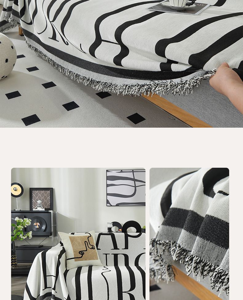Luxury Non-Slip Geometric Sofa Cover With Cat Scratch Protection - Full Coverage Sofa Protector In Modern Striped Design, 180 * 460cm_voghion.com