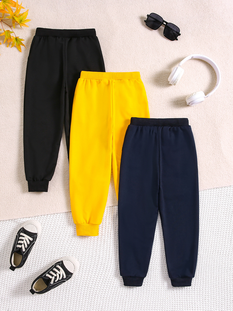 Mother&Kids Kids Kids solid color tracksuit pants boys casual pants drawstring combination sweatpants_voghion.com