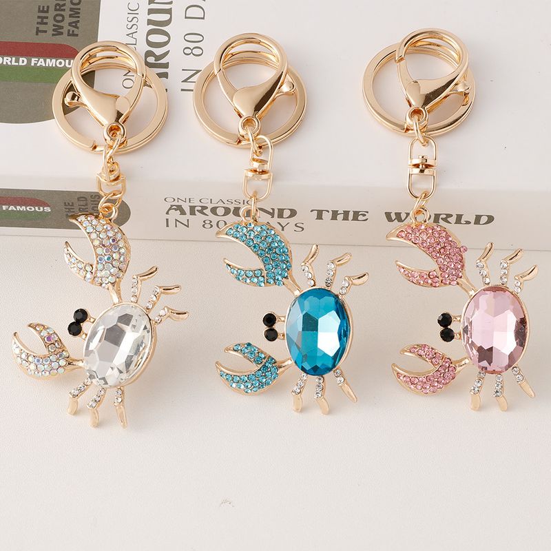 Diamond-Encrusted Metal Vivid Small Crab 3D Keychain For Women Cute Creative Bag Pendant Gift_voghion.com