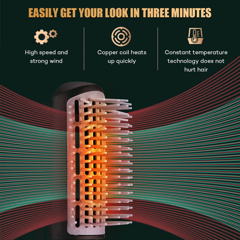 Multifunctional hair dryer One Auto Curling Step Hairdryer Electric Ion Hair Dryer Comb Hot Air Brush Styling Tool Barber Household _voghion.com