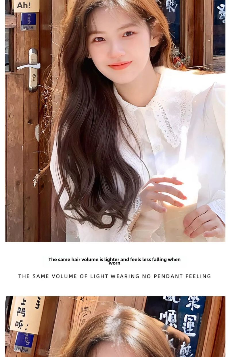 Parrucca da donna con capelli lunghi e ricci, pezzo unico, alto livello, francese, riccio, soffice, aumento invisibile, pezzo di estensione dei capelli senza soluzione di continuità_voghion.com