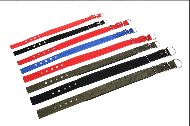 Soft Leather Lined Neck Protection Foam Traction Adjustable Metal Buckle Dog Collar_voghion.com