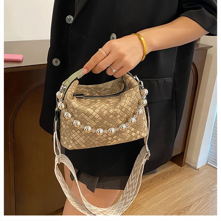 Nuova borsa a secchiello con perline in tessuto in stile cinese per le donne 2024 Nuova borsa a tracolla con catena e piccola borsa_voghion.com