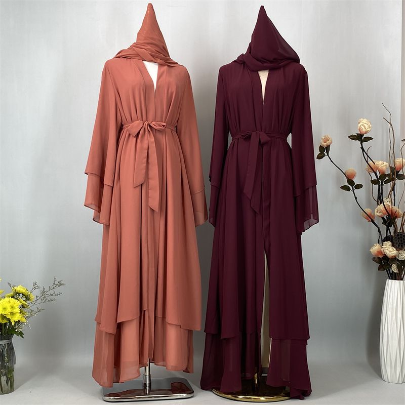 Ramadan Chiffon Open Abaya Dubai Türkei Kaftan Muslim Für Frauen Kimono Modest Robe Femme Kaftan Marocain Islam Kleidung Kleid_voghion.com