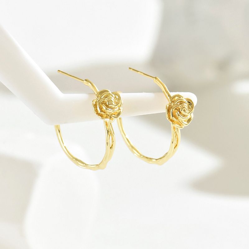 New Medieval Style Women's Earrings Fashionable OL Japanese And Korean Forest Flower Rose Design Earrings_voghion.com