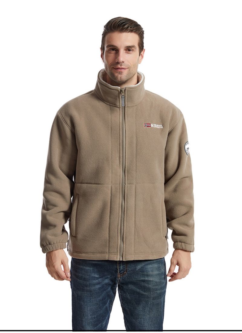 Felpa spessa foderata in pile resistente al freddo, giacca calda con collo alto da uomo, autunno inverno_voghion.com