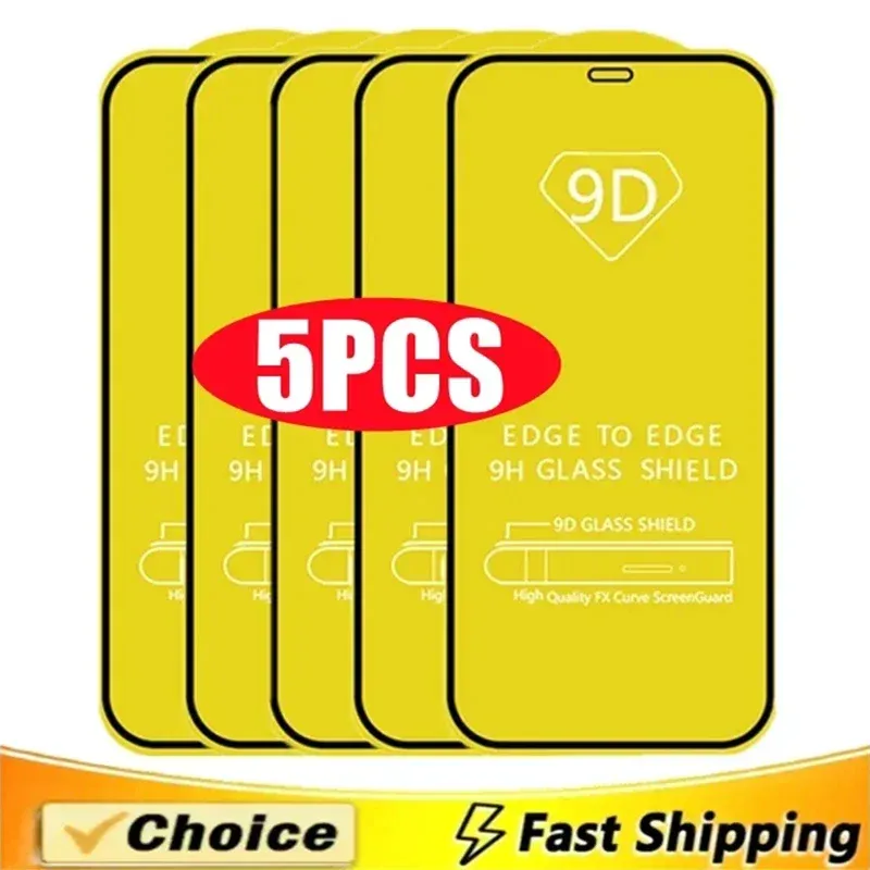 5Pcs 9D Protective 14 11 12 13 15 16 Pro Max Mini 7 Plus Screen Protector For IPhone XS MAX X XR Tempered Glass_voghion.com