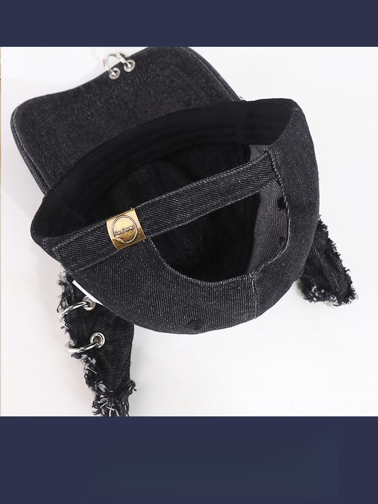 Y2K Scrap Style 3D Earrings Cowboy Ragged Baseball Cap, Women's Hip Hop Retro Duck Teak Cap Trend_voghion.com