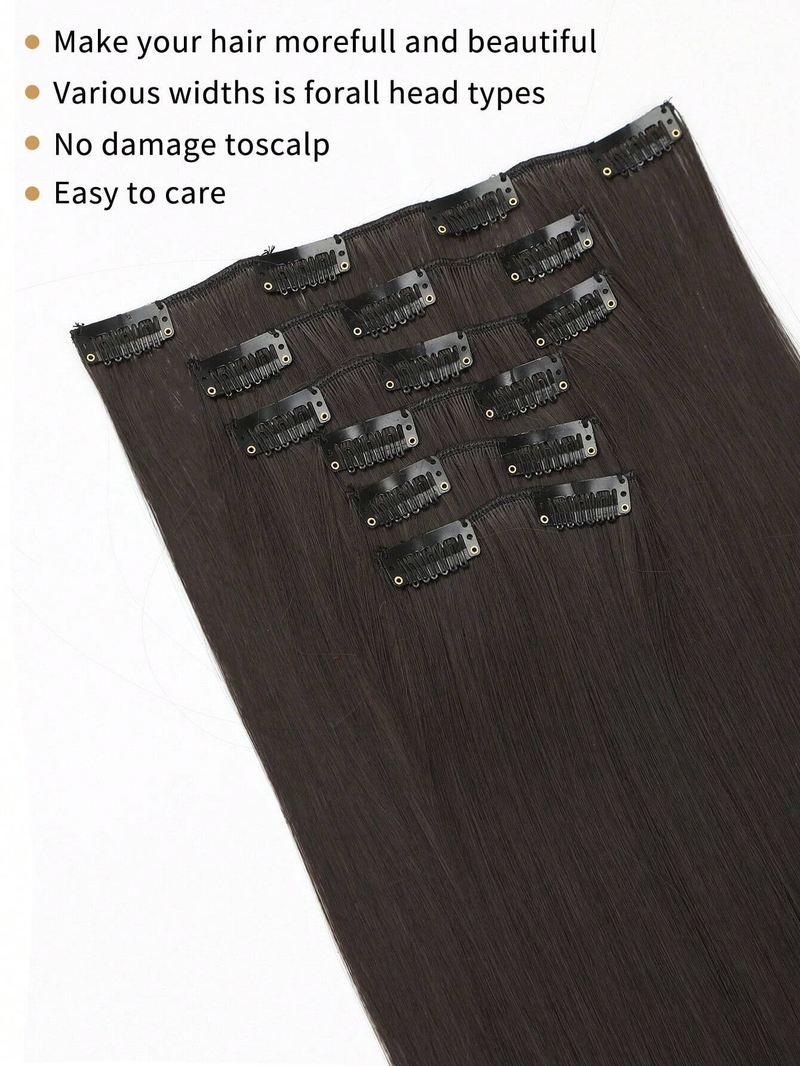 Clip da 1 pezzo in 6 pezzi con 16 clip per sintetizzare un'estensione di capelli lisci estesa da 24 pollici (oro intenso e_voghion.com