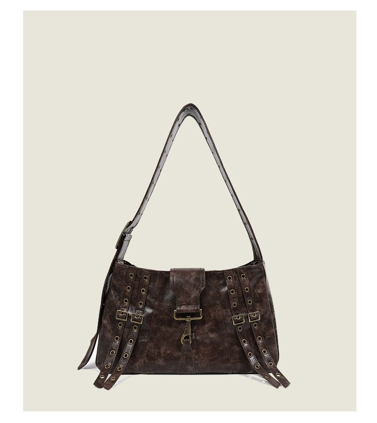 Borsa a tracolla primavera ed estate 2025, nuova borsa da motociclista punk, grande capacità, retrò, tracolla larga, alla moda, cento_voghion.com