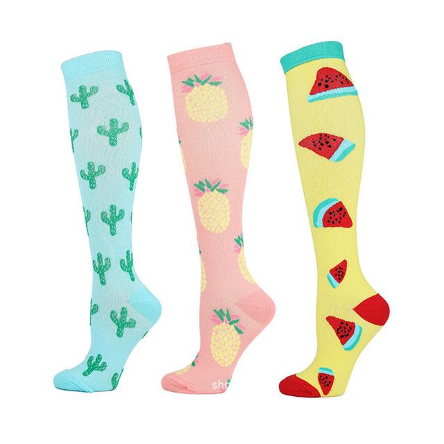 Calcetines de compresión hasta media pantorrilla de jacquard informales para actividades al aire libre para hombres y mujeres_voghion.com