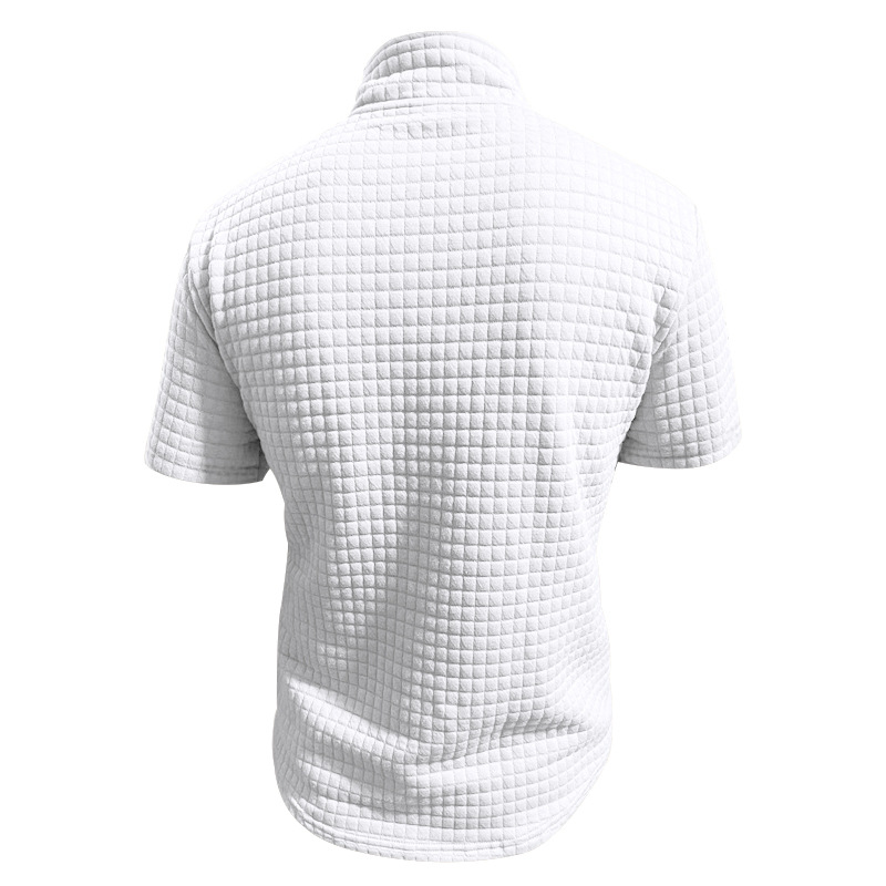 24 Poloshirt mit Stehkragen für Herren, kurzärmelig, einfarbig, kariert, mit Reißverschluss, T-Shirt für den Sommer, lässiges Oberteil_voghion.com