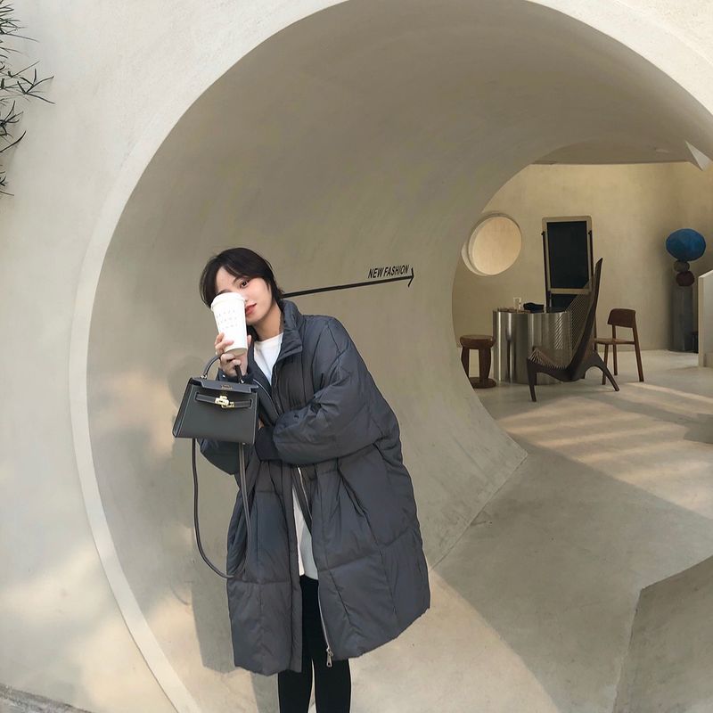 Grande veste en coton chaud épais pour femme en hiver, longueur moyenne, design ample, version coréenne_voghion.com