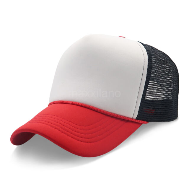 Trucker hat mesh foam hat flat brim hat Baseball cap adjustable men's women's hat_voghion.com