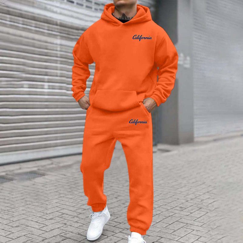 New Autumn And Winter Men's Joggers 2 Piece Tracksuit Fashion California Letter Printed Hoodie And Pants Set Men Outfits_voghion.com