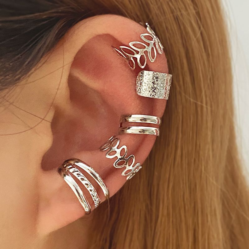 B309 Neue nicht durchbohrte Clips 5-teiliges Set Kreative einfache Legierung Ohrringe Schmuck Ohr Manschetten_voghion.com