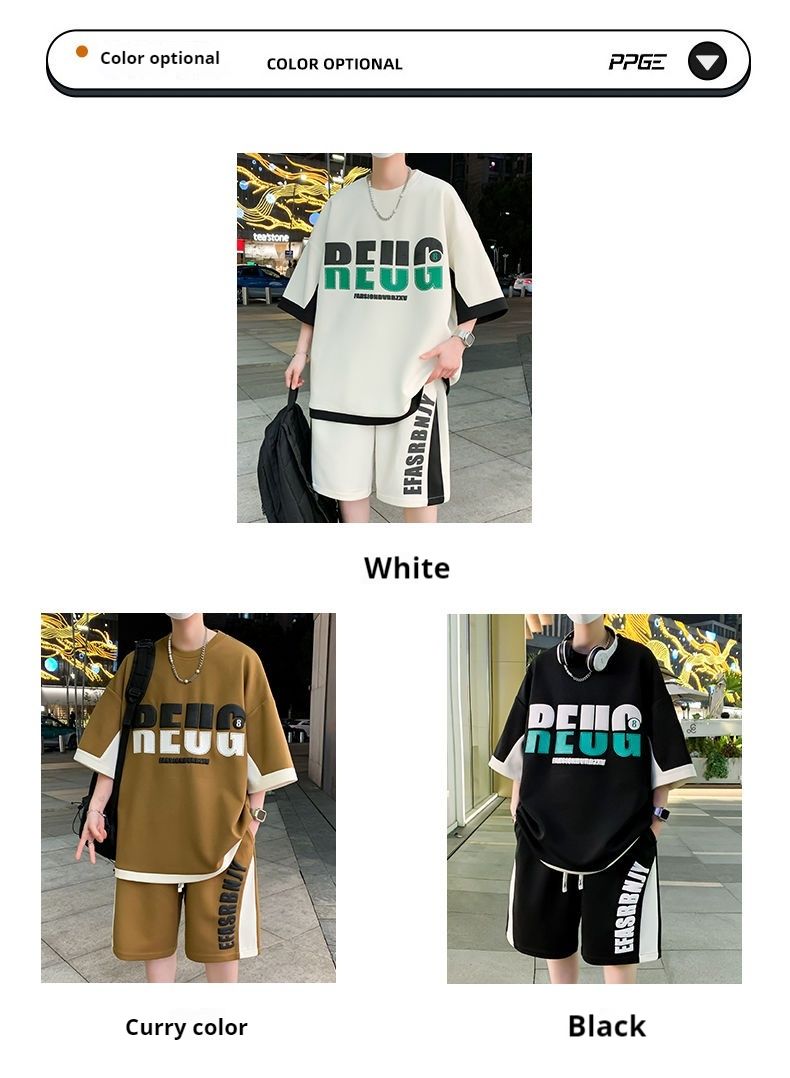 Abiti estivi per ragazzi, pantaloncini casual a maniche corte per adolescenti, abiti sportivi a maniche corte larghi e alla moda_voghion.com