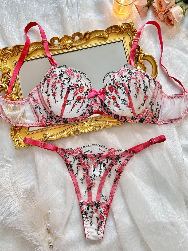 Kiano Cross Border Foreign Trade New High End Temperament Style Floral Embroidery Transparent Mesh Temptation Sexy_voghion.com