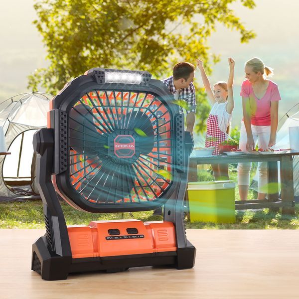 Tragbarer Campingventilator mit 7800 mAh, wiederaufladbarer multifunktionaler Mini-Ventilator, USB-Deckenventilator für den Außenbereich, LED-Licht, Desktop-Ventilator, Power Bank_voghion.com