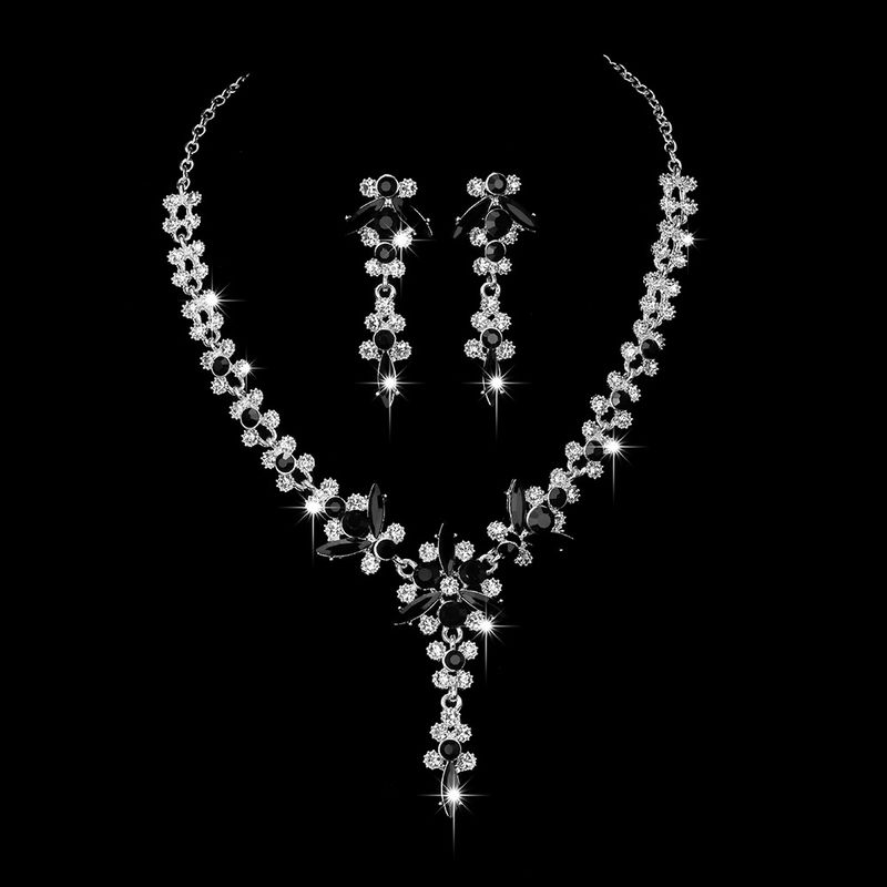 Women's Jewelry Set Bridal Necklace Set Fashion High End Crystal Necklace Earrings Jewelry Two Piece Set_voghion.com