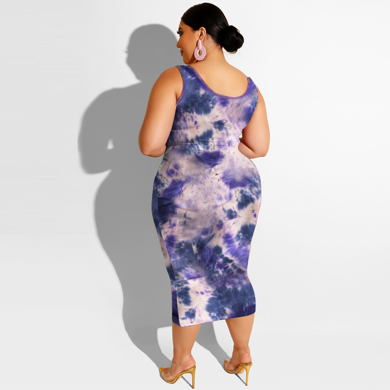 20778 Zomer nieuwe tie-dye print strakke wrap hippe mode casual set dames plus size tweedelige set_voghion.com