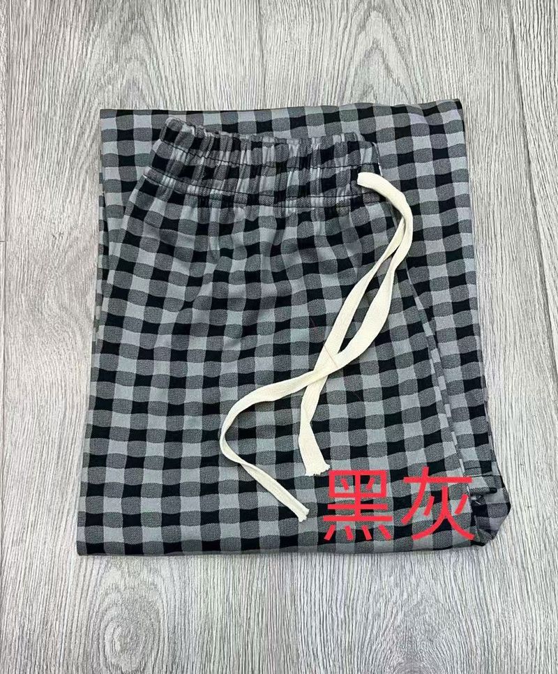 Damen Plaid Herbst Winter Neue Lose Drapierte Schlaf Petite Hohe Taille Abnehmen Gerade Weite Beinhose_voghion.com