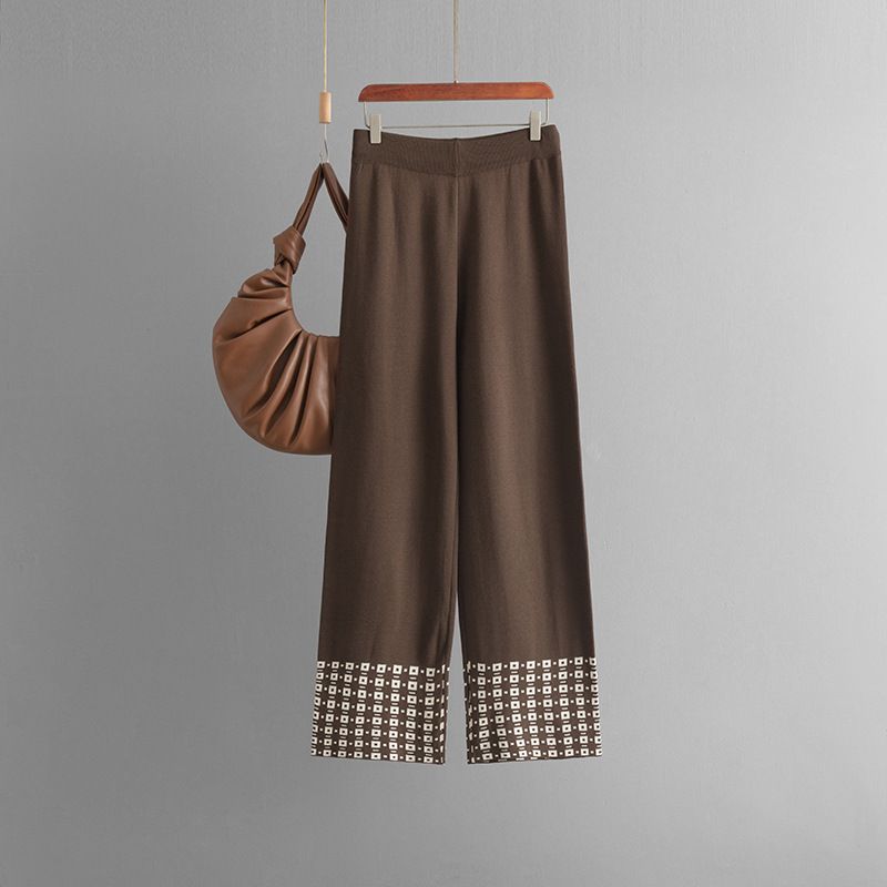 Frauen Kleidung sommer neue einfache mode rundhals einfarbig kurzarm top + hosen kontrast rand gestrickte zwei-stück set_voghion.com