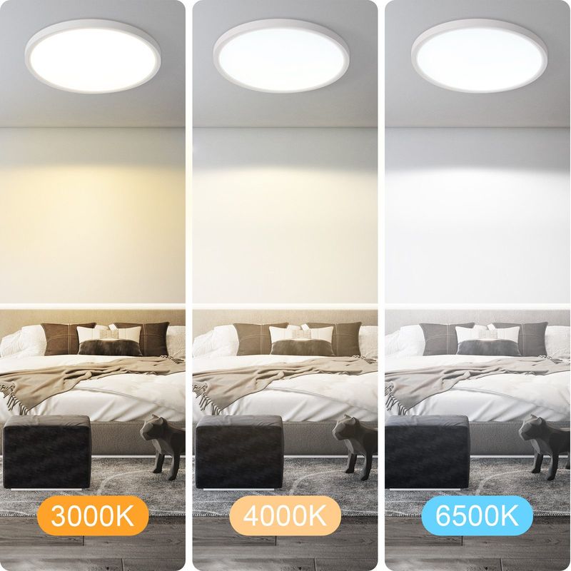 Glitzerlife Deckenlampe LED Deckenleuchte Flach - Ø30cm Badezimmerlampe Dimmbar Küchenlampe Rund Schlafzimmerlampe 24W Weiß Deckenbeleuchtung Für Flur_voghion.com