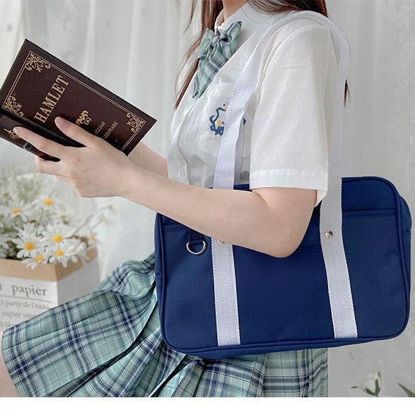 Nuova borsa da studente universitario versatile in tessuto Oxford, grande e uniforme JK, con tracolla singola_voghion.com