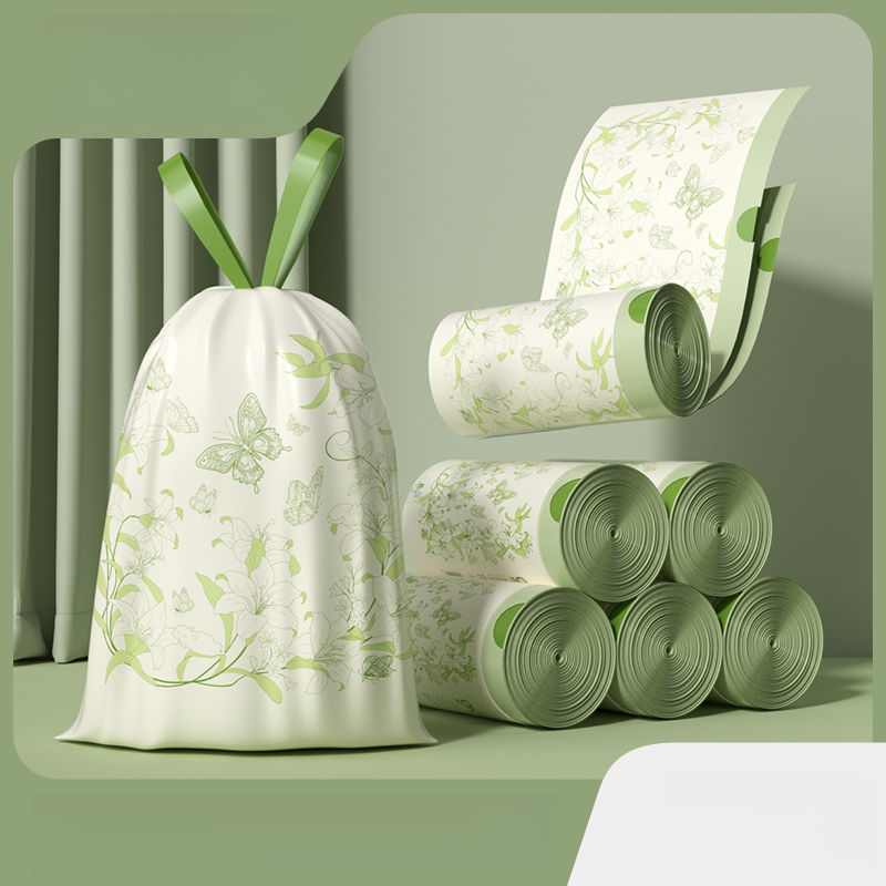 Ou Ka Si New Lily Print Fragrance Family Tear-Free Trash Fresh Scent Living Room Kitchen Thickened Handheld Bags_voghion.com
