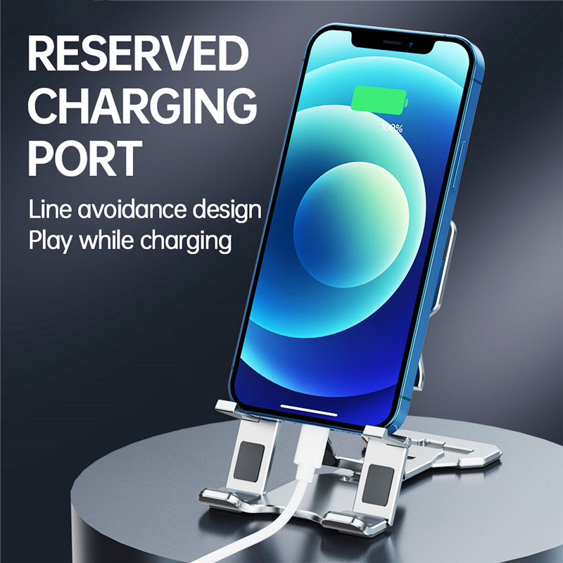 Universal-Telefon-Tablet-Ständer aus Metall, tragbar, faltbar, Lazy-Halterung für iPhone, Samsung, iPad, Tablet-Desktop-Ständer_voghion.com