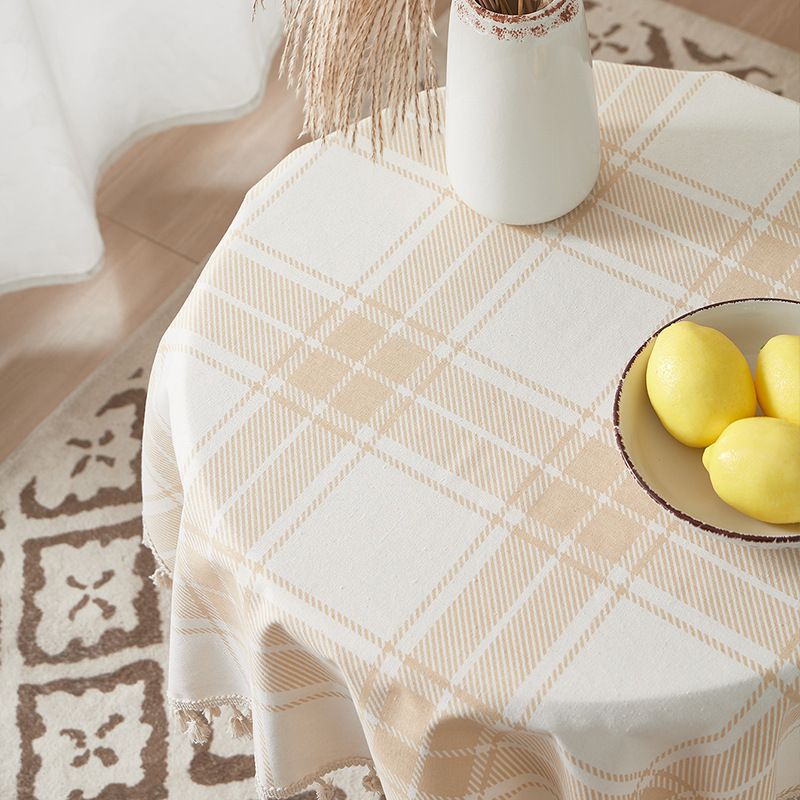 Tovaglia a quadri marrone in cotone e poliestere – Copertura rustica ed elegante per tavoli da pranzo e da caffè | Resistente al calore e antiscivolo (60×60 cm/90×90 cm)_voghion.com