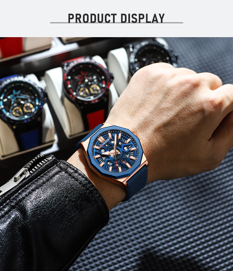 Orologio da uomo sportivo casual al quarzo impermeabile in gel di silice per uomo con data automatica e lancette dell'orologio 8437_voghion.com