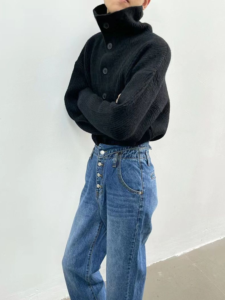 "Oversized Knit Cardigan – Minimalist Open-Front Loose Fit Jacket For Women (Grey/Off-White/Black)"_voghion.com
