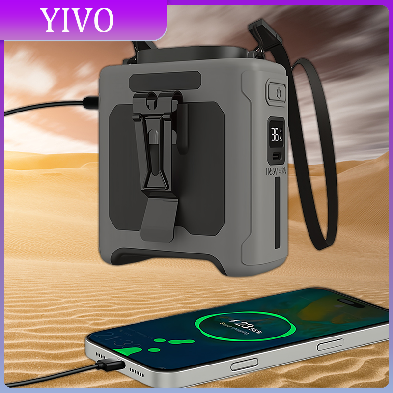 10000mAh Wearable Neck With SOS Light 40H Personal Air Cooler 5 Speeds Waist Fan For Outdoor Sport Travel Camping_voghion.com