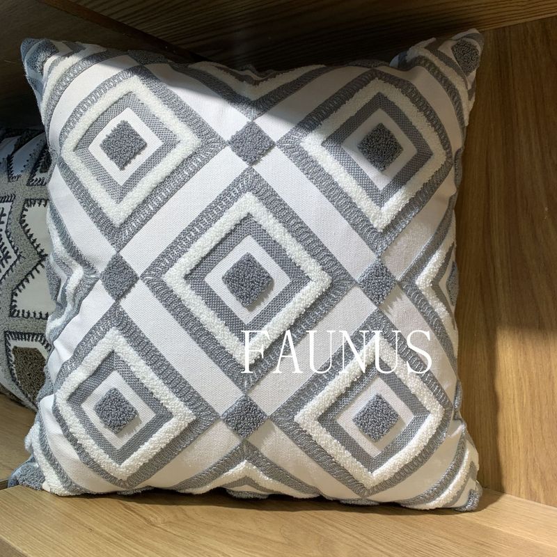 Modern Geometric Linen Embroidery Pillow Cover - Minimalist American Style Throw Pillow For Sofa & Home Decor_voghion.com