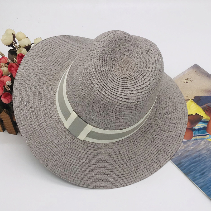 Cappello da sole da donna primaverile ed estivo pieghevole Cappello Panama British cappello di paglia con protezione solare Cappello da spiaggia_voghion.com