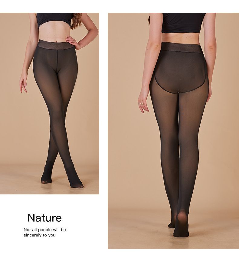 Collants thermiques transparents pour femmes - Leggings taille haute doublés polaire, collants opaques extensibles avec effet 3D, grande taille pour l'hiver_voghion.com