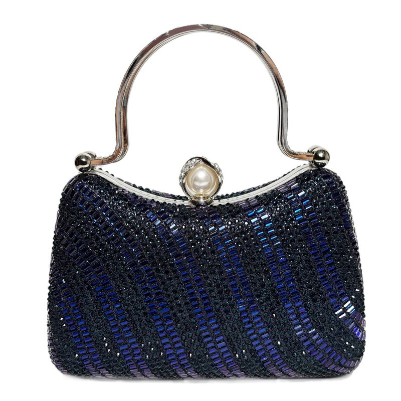 Elegant Socialite Evening Crossbody Shoulder Noble Style Shining Wave-Shaped Handbag Full Diamond Handle Women's Bag_voghion.com
