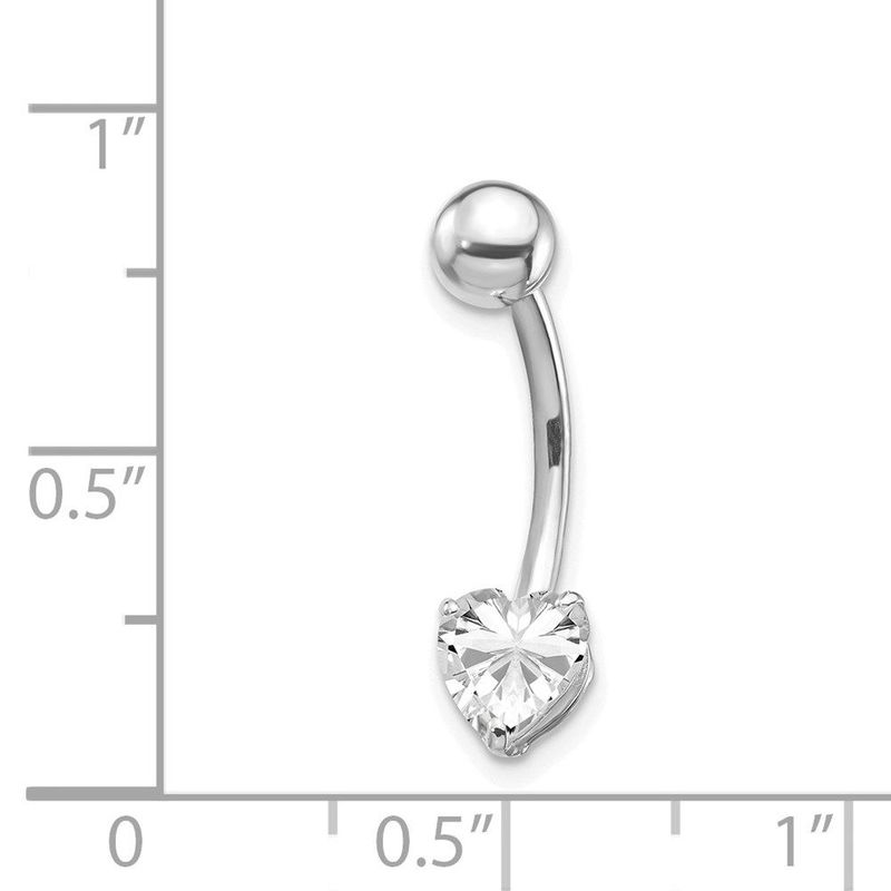10k White Gold W/6X6 CZ Heart Belly Dangle_voghion.com