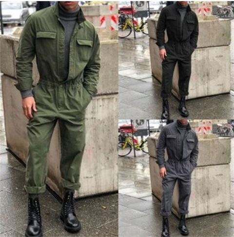 Winter neue lässige mode für männer einfarbig top lange ärmel + lose hosen stehkragen kleidung casual anzug_voghion.com