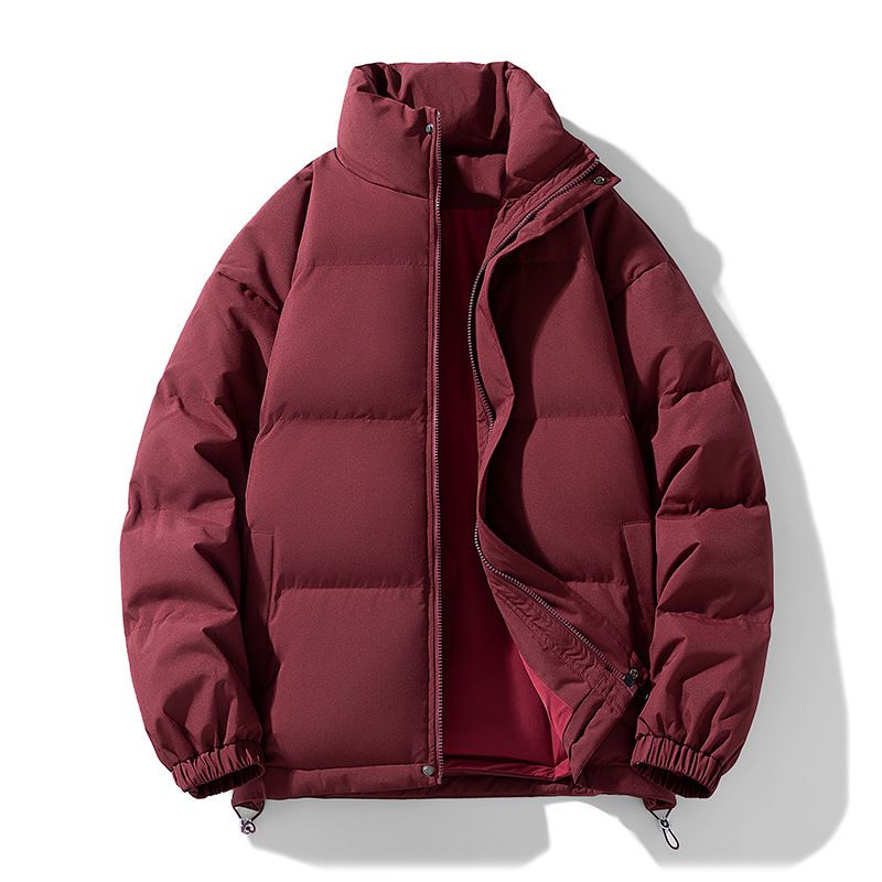Solid Color Stand Collar Down Cotton For Men And Women 2024 New Winter Thickened Warm Trendy Casual Couple Puffer Jacket_voghion.com