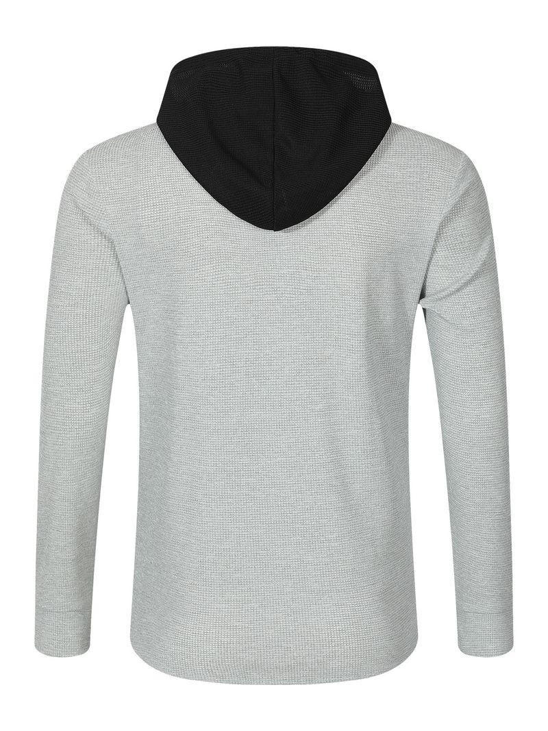Abbigliamento da uomo Completo da uomo con felpa con cappuccio e pantaloni della tuta in maglia a nido d'ape - Due pezzi da indossare in salotto a blocchi di colore (5 colori, dalla S alla XXXL)_voghion.com