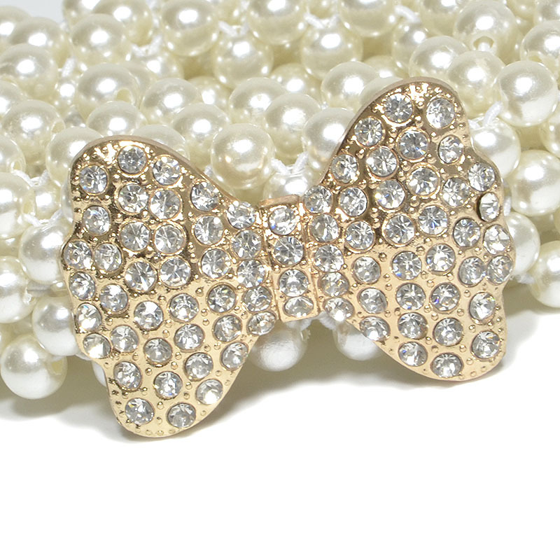 Neuer süßer, mit Strasssteinen besetzter Kettengürtel für Damen mit elastischem, perlmuttartigem schmalen Taillengürtel_voghion.com