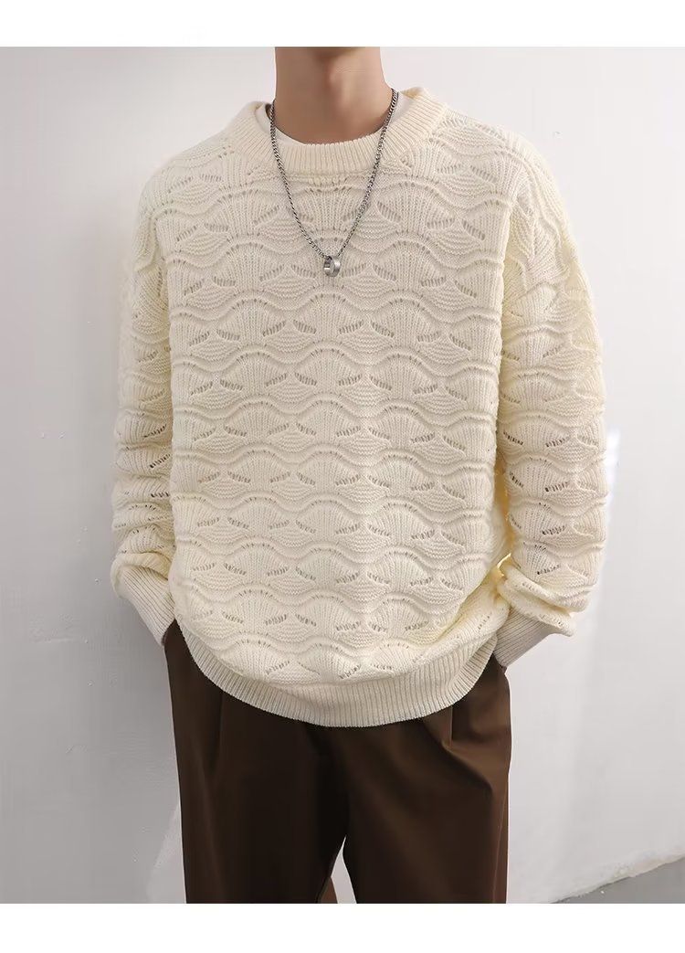 Übergroßer Strickpullover für Herren – Unisex-Pullover, lässiges Oberteil für Winter und Herbst (Apricot/Braun, M-XXL)_voghion.com