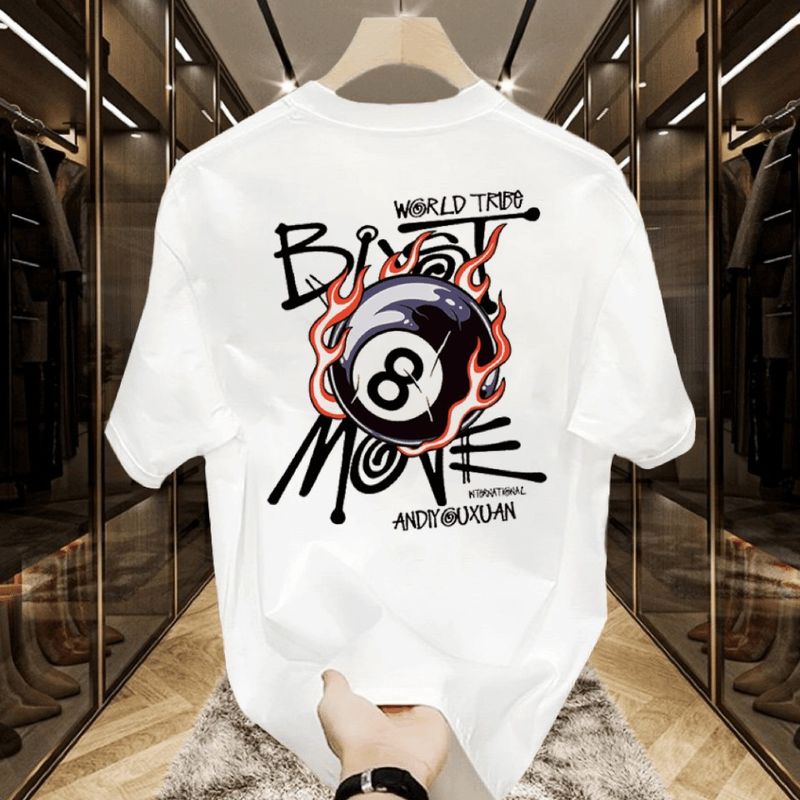 Men's Clothing Hip Hop Trendy Brand High Street Short Sleeved Men's Ins Trendy Billiard Print Short Sleeved High Street Cross Border T Shirt Tops_voghion.com