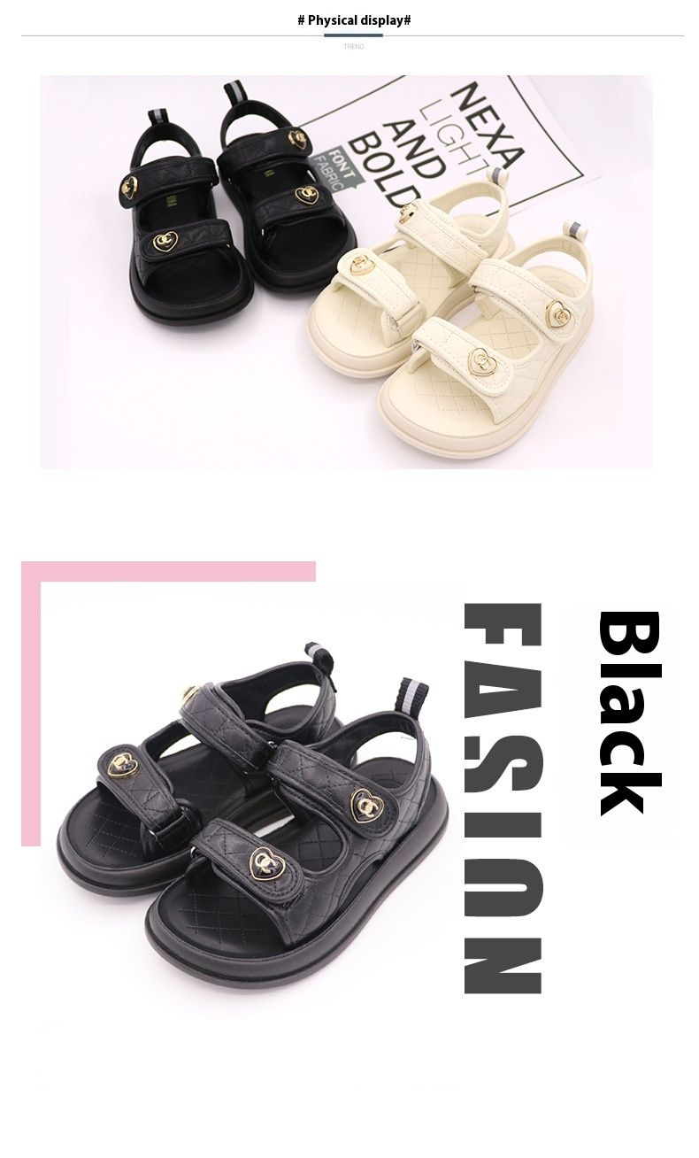2024 Summer New Little Girls' Velcro Middle School Non slip Boys' Beach Sandals Soft Sole_voghion.com