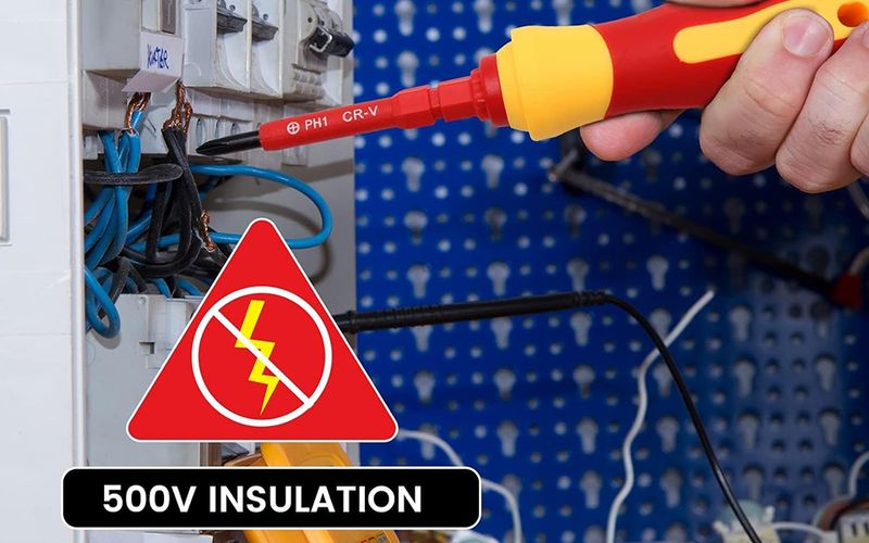 Lot de 10 tournevis isolés VDE à lame interchangeable avec étui magnétique 500 V pour électriciens à usage domestique et professionnel_voghion.com