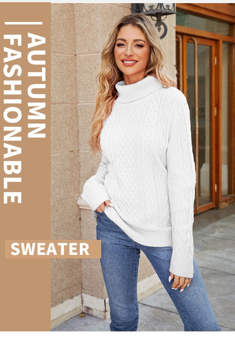 Damenbekleidung, beliebter Rollkragen-Twist-Pullover für Damen, einfarbig, gestrickte Oberteile, Temperament, Rollkragen-Bottom-Shirt_voghion.com