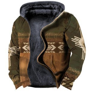 Tasche laterali spesse, cerniera casual, giacca da uomo in cotone a maniche lunghe color marrone lupo, vestibilità ampia. Uomo_voghion.com